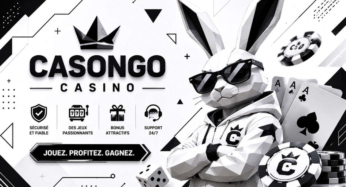 Casongo Casino avec lapin géométrique et design noir et blanc